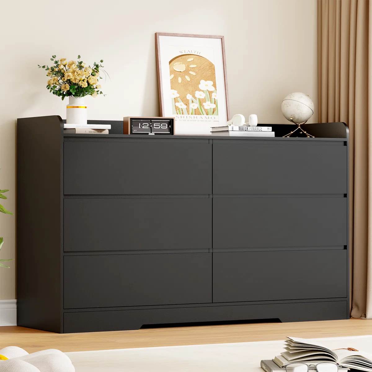 47.2" w double dresser with 6 drawer