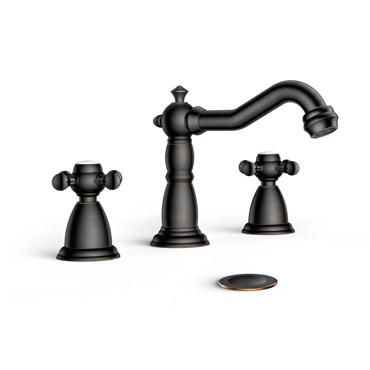 widespread 2-handle bathroom faucet with drain assembly p-16389-black