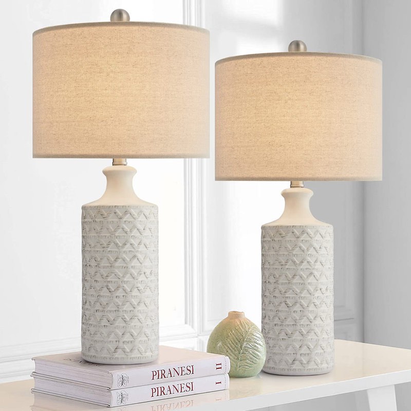 amarchand 24.75"modern ceramic lamp, for living room bedroom, bedside table (bulb not included) (set of 2)