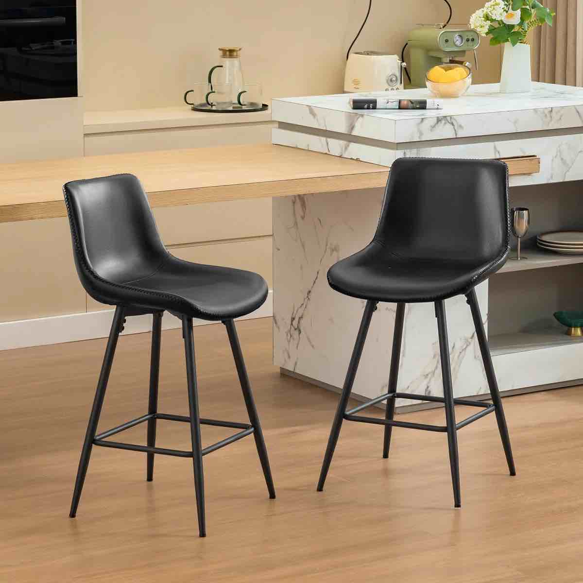 faux leather modern dining bartools stools- set of 2