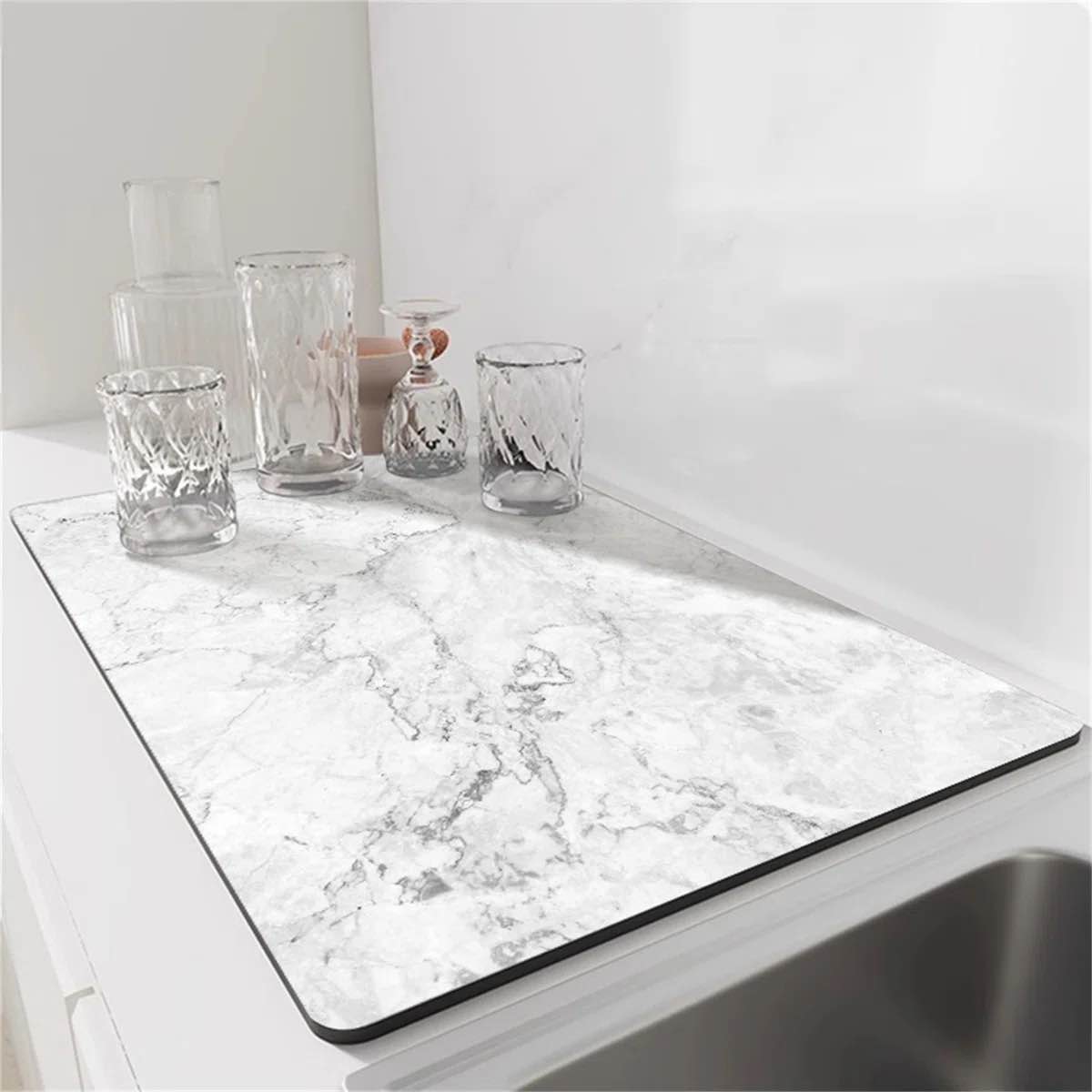 dish drying mat super absorbent hide stain dish drying pad with non-slip rubber backed 