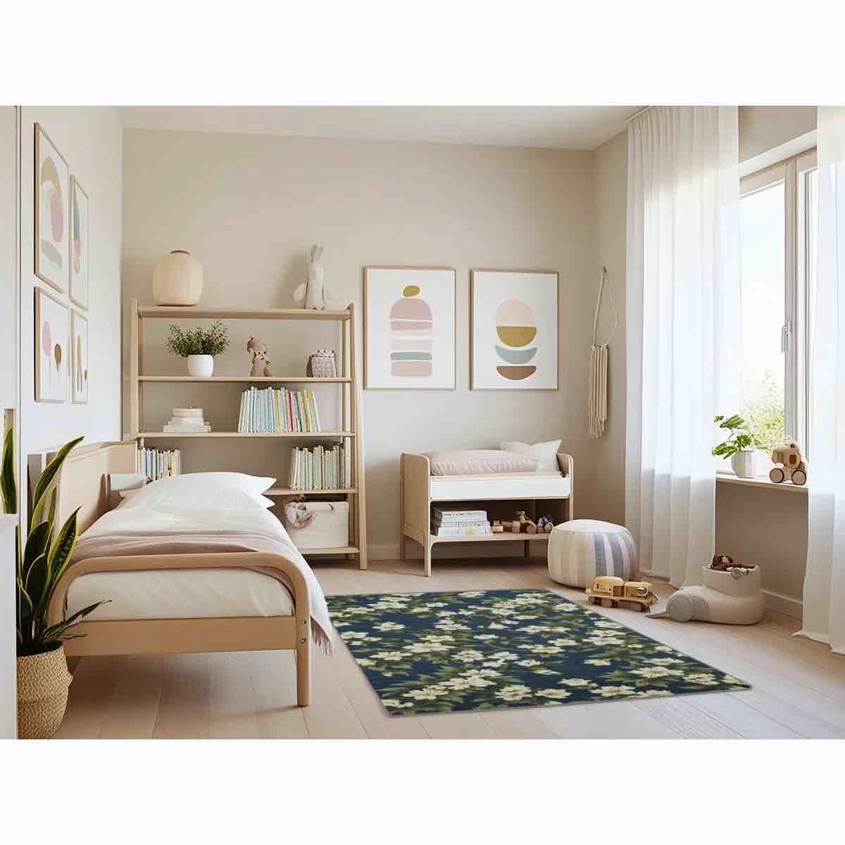 Condition photo showing New/Like New for one allium way 4x6 machine washable botanical green area rug