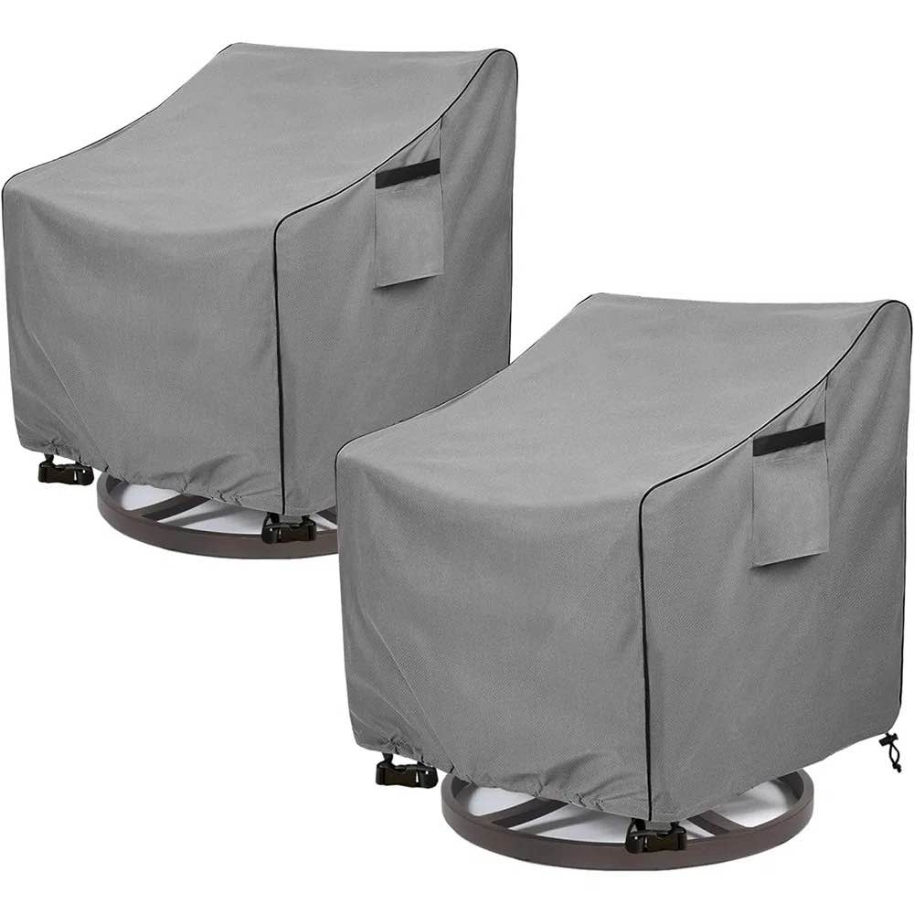 outdoor swivel chair covers, waterproof heavy duty patio furniture chair covers for lawn & garden chairs, weather resistant, grey