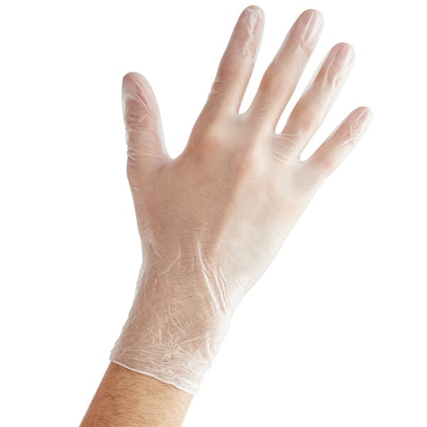 Condition photo showing New/Like New for noble powder-free disposable clear 3 mil thick vinyl gloves for foodservice - large - 1,000/case