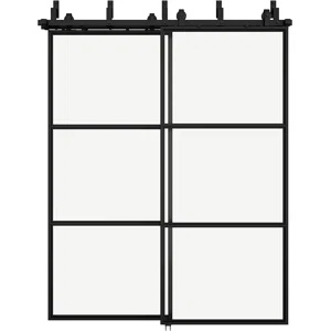 Condition photo showing New/Like New for jubest bypass frosted glass barn door 84 in with 24ft hardware