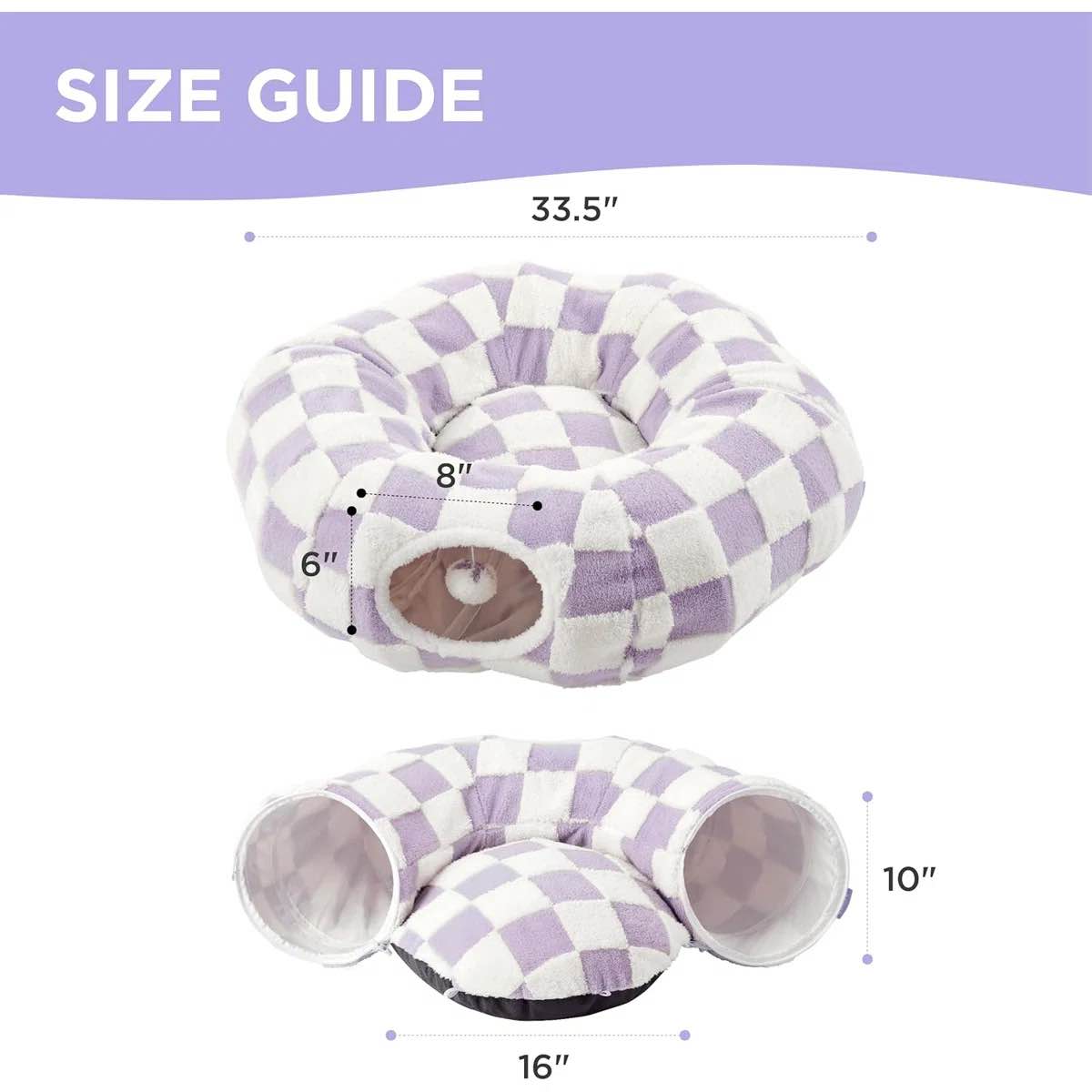 Condition photo showing New/Like New for lesure cat tunnel bed for indoor cats - cute cat donut tunnel toys with washable circle cushion, round pet peekaboo cave toy for kitten/puppy/rabbit