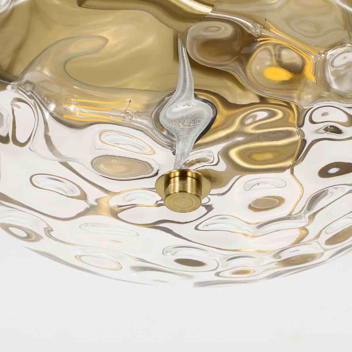 Condition photo showing New/Like New for alixandra 2-light flush mount ceiling light with clear hammered glass