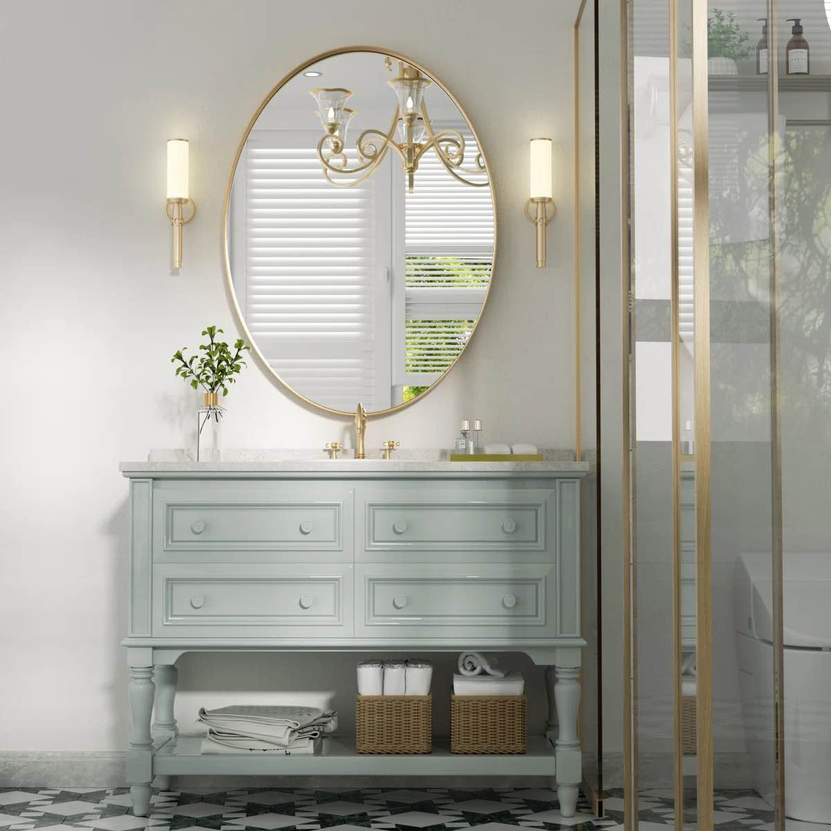 hun oval vanity mirror wall mounted mirror ideal for bedroom, entryway, living room