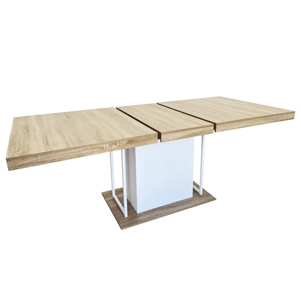 Condition photo showing New/Like New for rectangular extendable dining table for 6-10 people, features aged-effect wood, extends from 160 to 200 cm