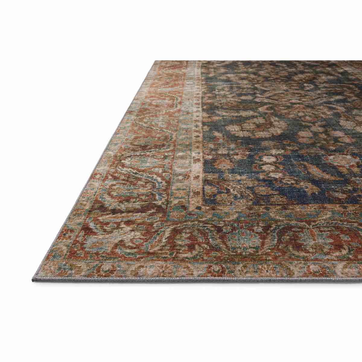 Condition photo showing New/Like New for chris loves julia x loloi jules ocean / spice area rug