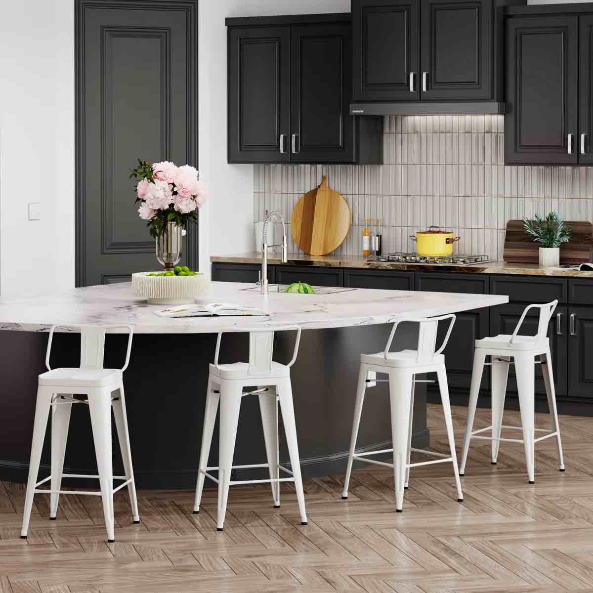 Condition photo showing New/Like New for crosland counter stool with metal frame (set of 4)
