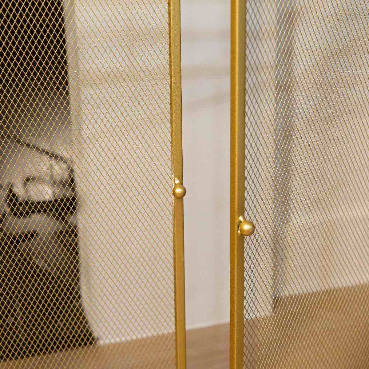 Condition photo showing Good Condition for barton 48" fireplace screen 3-panel folding magnetic doors with 4-pieces fire place tools set steel fire spark guard, gold