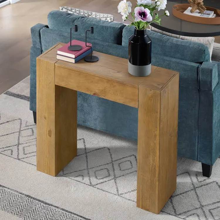 Condition photo showing New/Like New for stockyard solid wood console table - 36 inch modern farmhouse small entryway table - easy assembly living room furniture for behind the couch, entryway, or hallway (oak) 