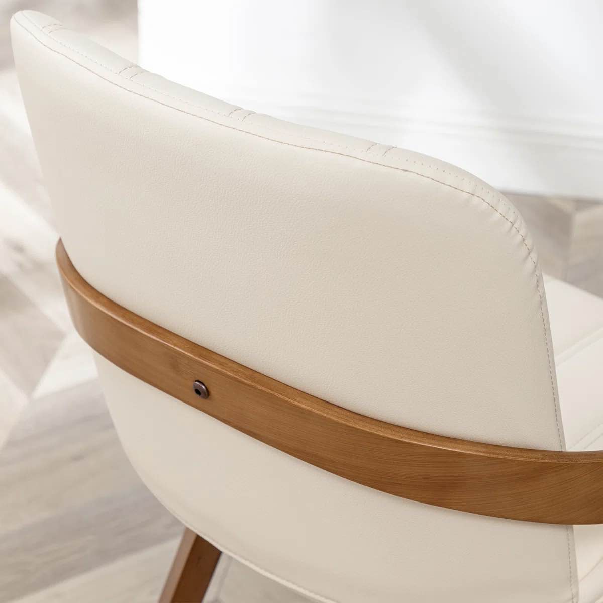 Condition photo showing New/Like New for modern upholstered faux leather dining chairs (set of 2)