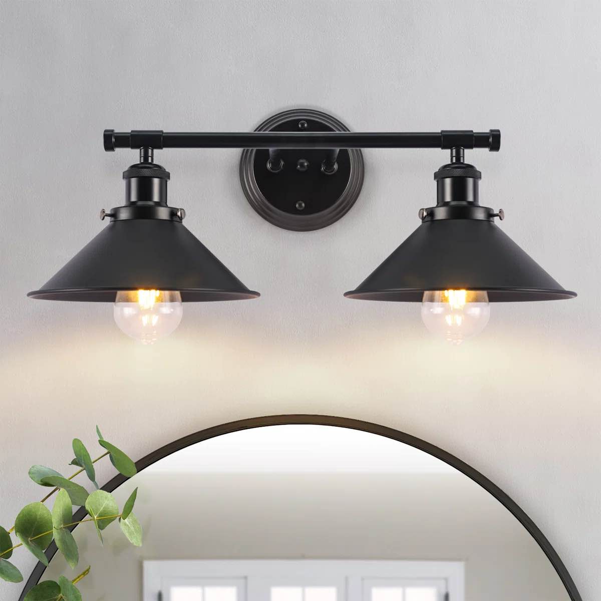 balfor 2-light dimmable matte black vanity light