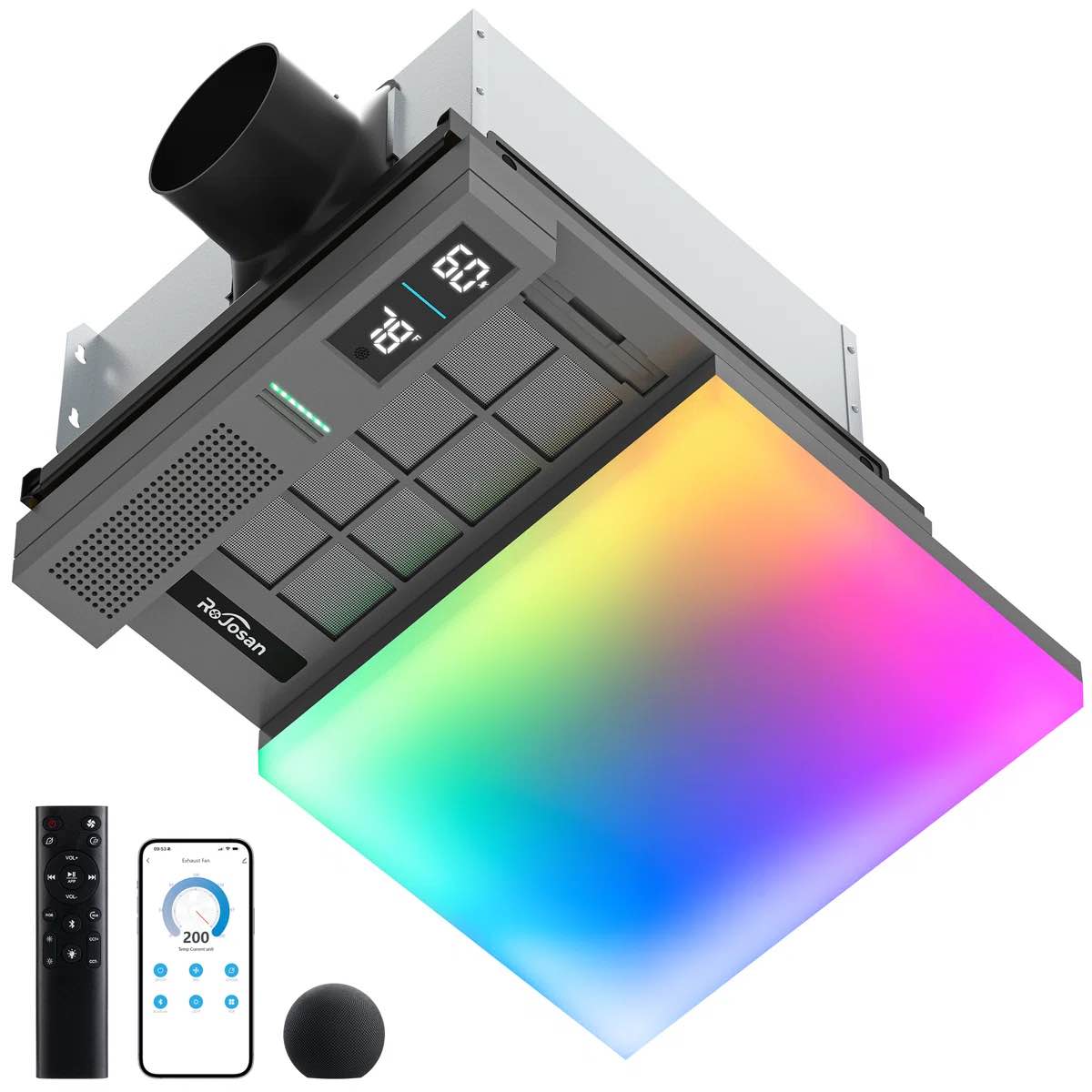 230 cfm sliding exhaust fan with bluetooth speaker, 3-color temp & rgb lights, app/voice/remote control, easy-clean dust filter hkjc-whyspfshgk-wf