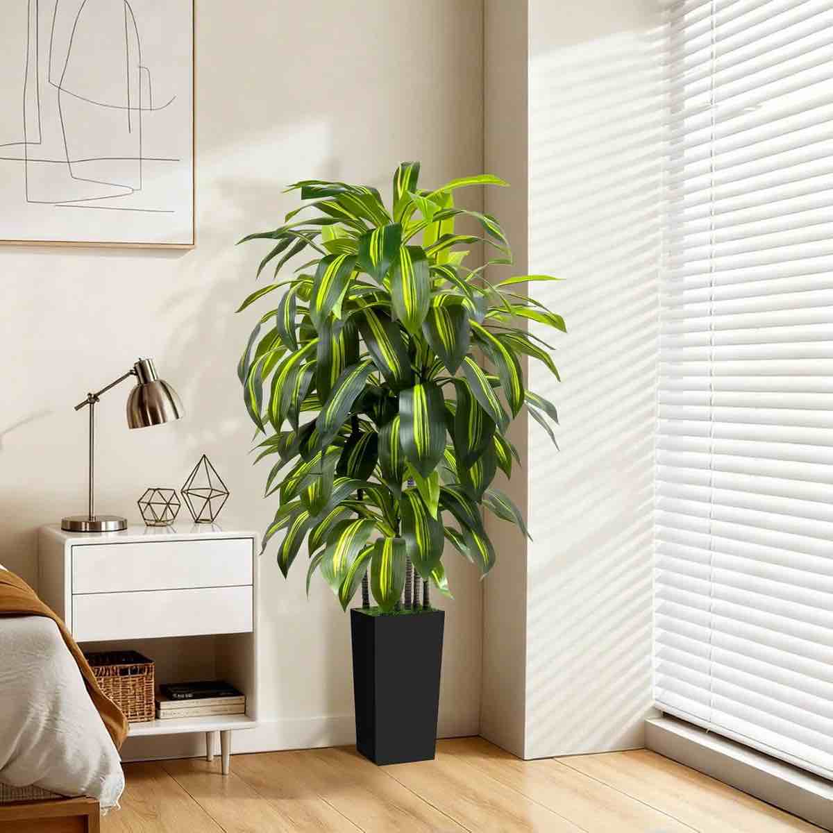 Condition photo showing New/Like New for 5-foot (150cm) artificial dracaena tree, classified under artificial home decor plants.