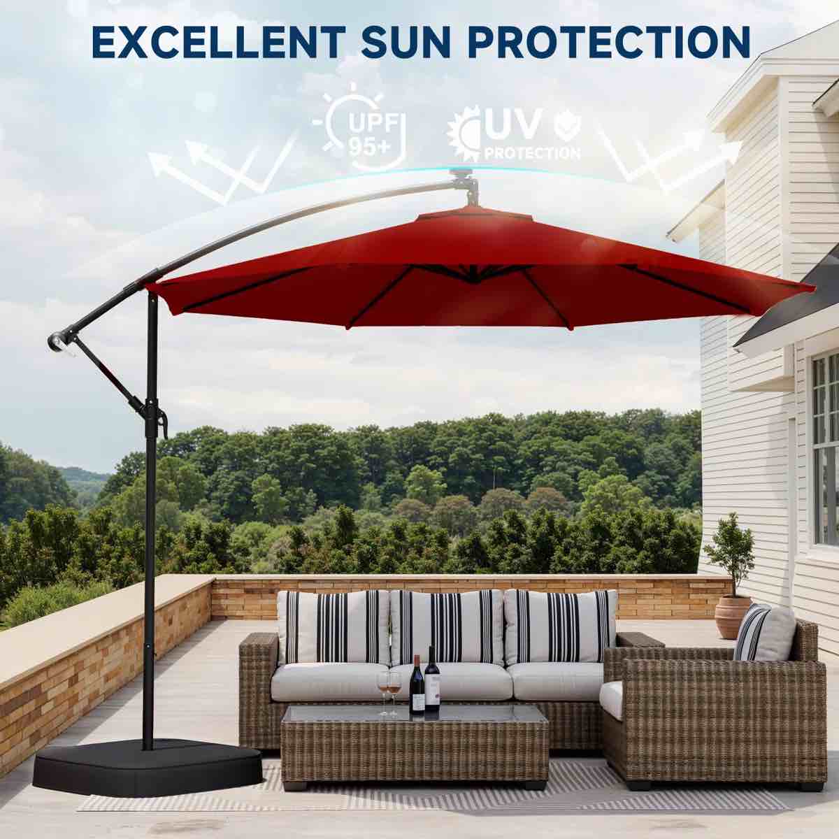 Condition photo showing New/Like New for newbulig 10ft patio umbrella, offset cantilever outdoor patio table umbrella, uv