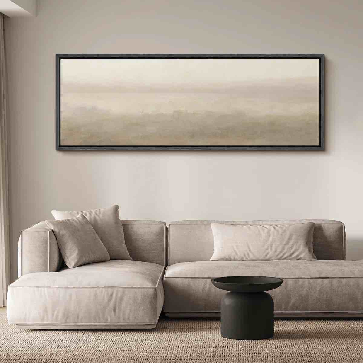 large framed canvas print wall art - beige abstract landscape print for modern neutral home decor