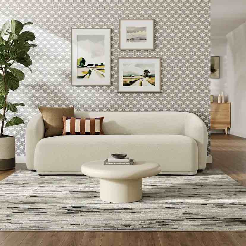 monica 88 inch boucle fabric sofa