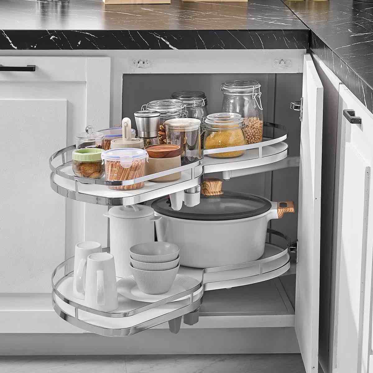 2 tier swing left blind corner cabinet pull out soft close kitchen organizer