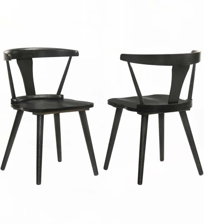 Brannagh 19.3" Wide Modern Scandinavian Solid Wood Dining Chair Y-Shaped Backrest (Set of 2)