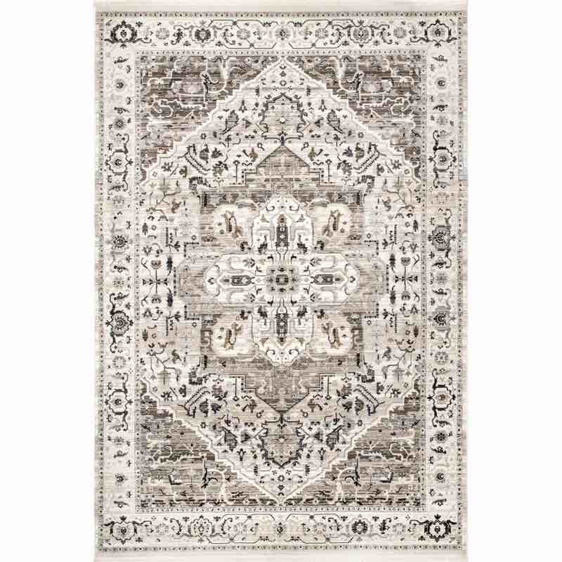 Uriegas Performance Medallion Fringed Beige/Gray/Brown Rug