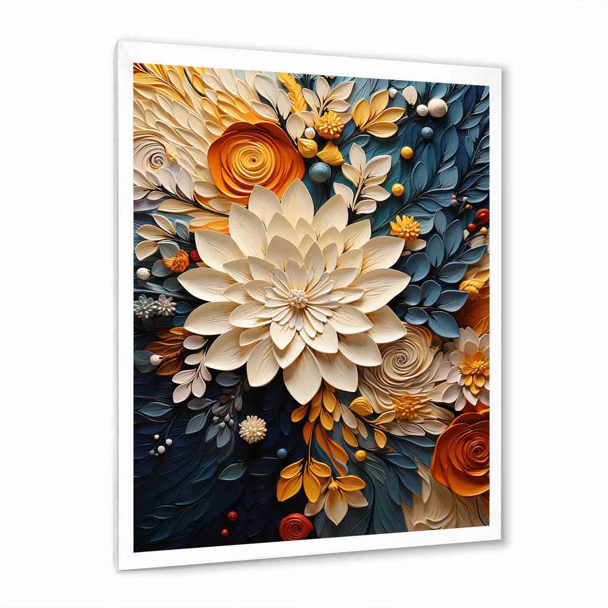 orange teal botanical whirlwind iv - abstract botanicals canvas wall art print