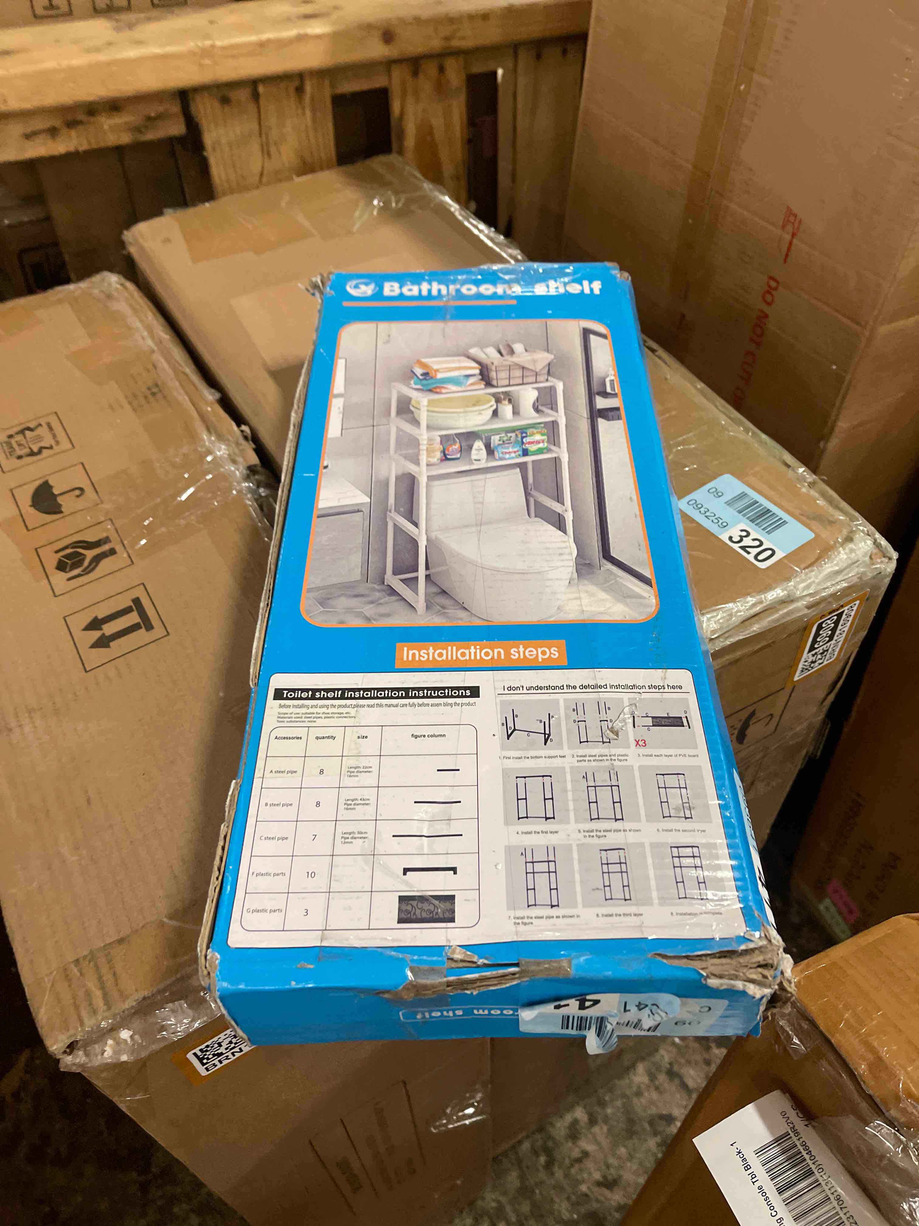 Condition photo showing New/Like New for cuisinsmart 3-tier over the toilet rack, metal bathroom shelves, over the toilet storage, freestanding above toilet shelf for bathroom, laundry, balcony, space saver, white