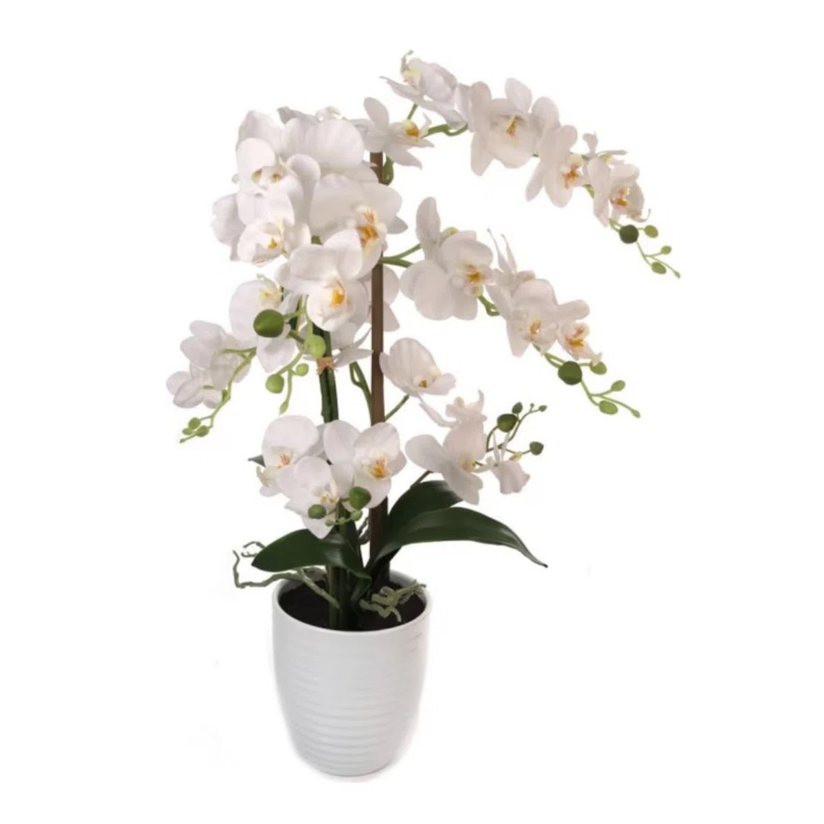 Artificial Flower Set, Phalaenopsis Artificial Flowers with Planter Artificial Orchid in Vase Fake Flower for Living Room Arrangements Beautiful Artificial Flowers and Vases (Color
