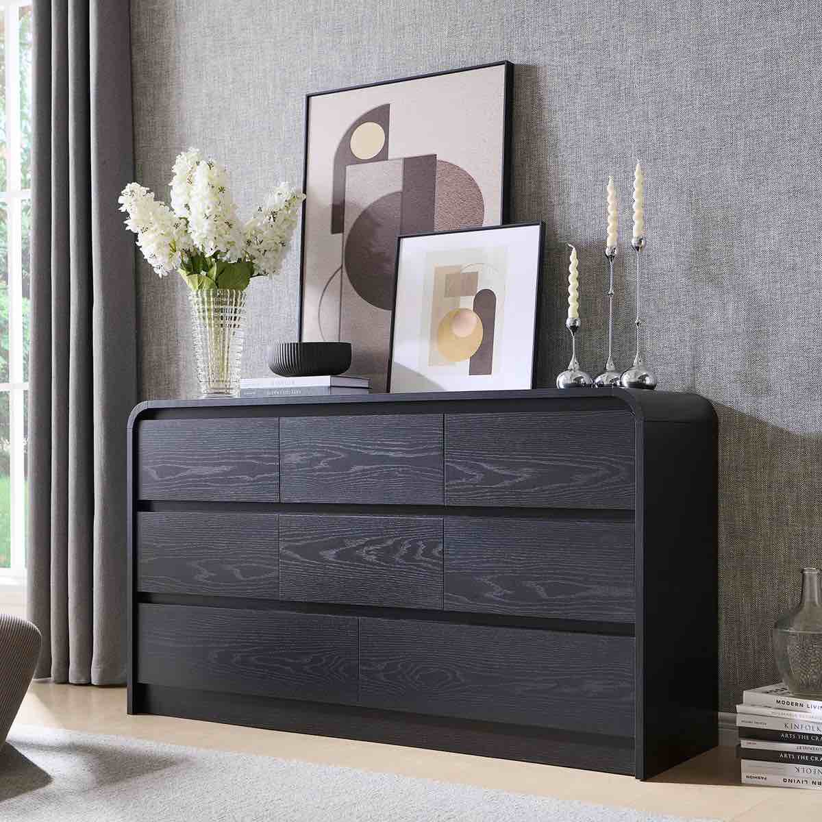 Maud Modern 8 Drawers Dresser for Bedroom, 55" Wide Dressers & Chest of Drawers w/Curved Profile Design