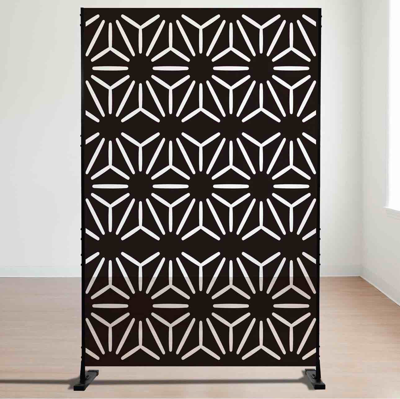 Kozyard Metal Privacy Screen 47.2" W Decorative Outdoor Divider (black/hexagonal Star)