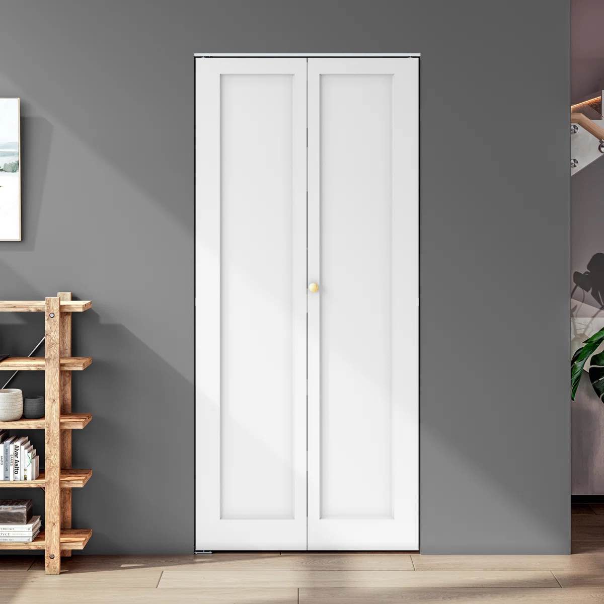 primed manufactured wood bi-fold doors with hardware kit