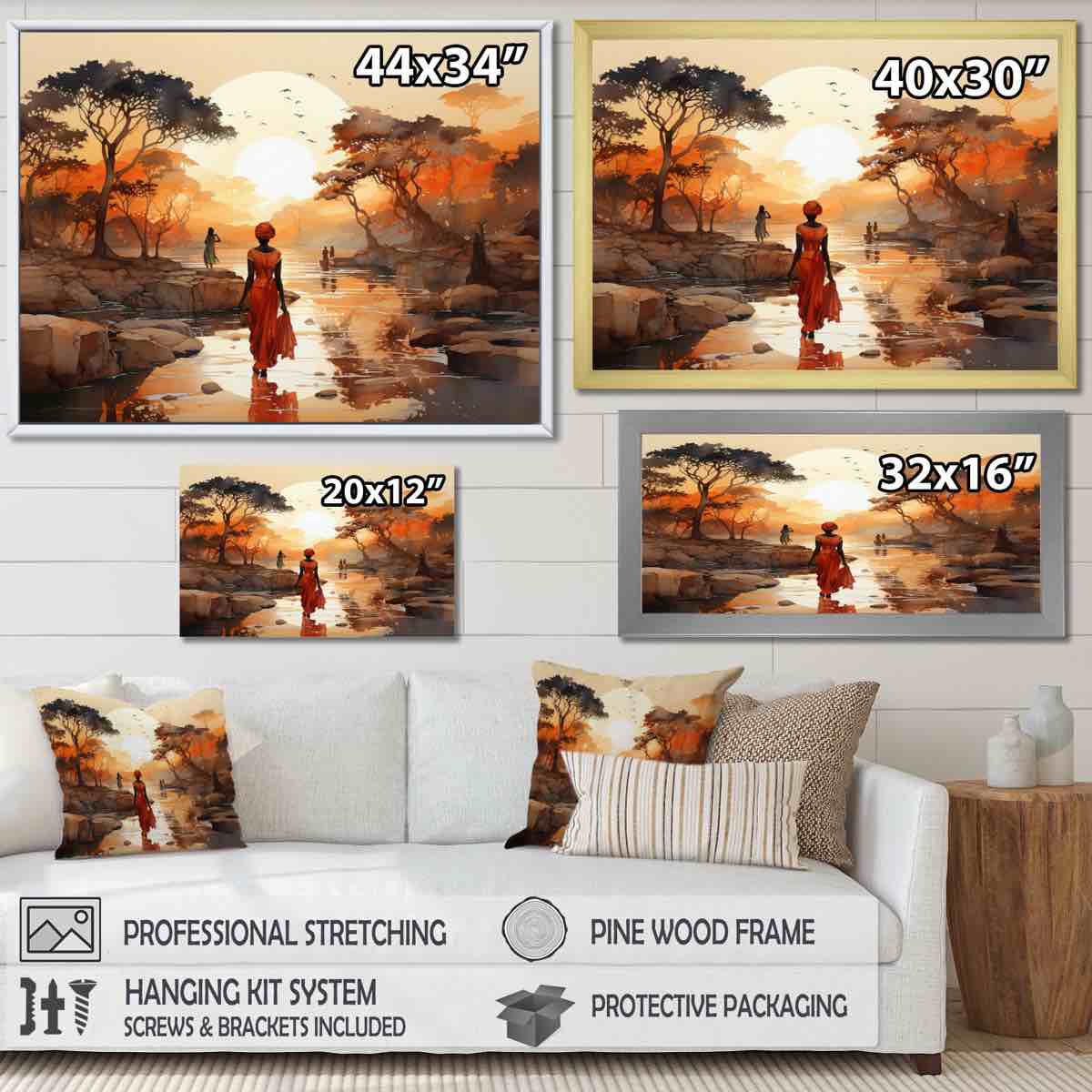 Condition photo showing New/Like New for african journey landscape - african art canvas print wall art, african landscape print