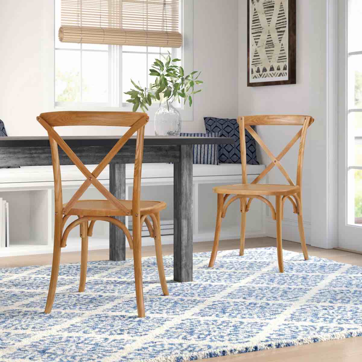 Arquit Stackable Cross-Back Wooden Bistro Chair
