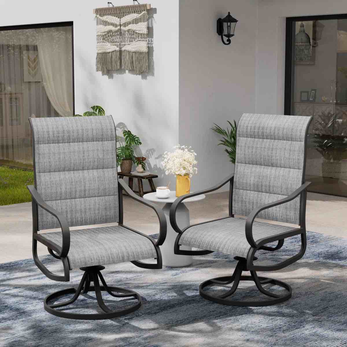 angeli outdoor padded swivel dining armchair (set of 2)