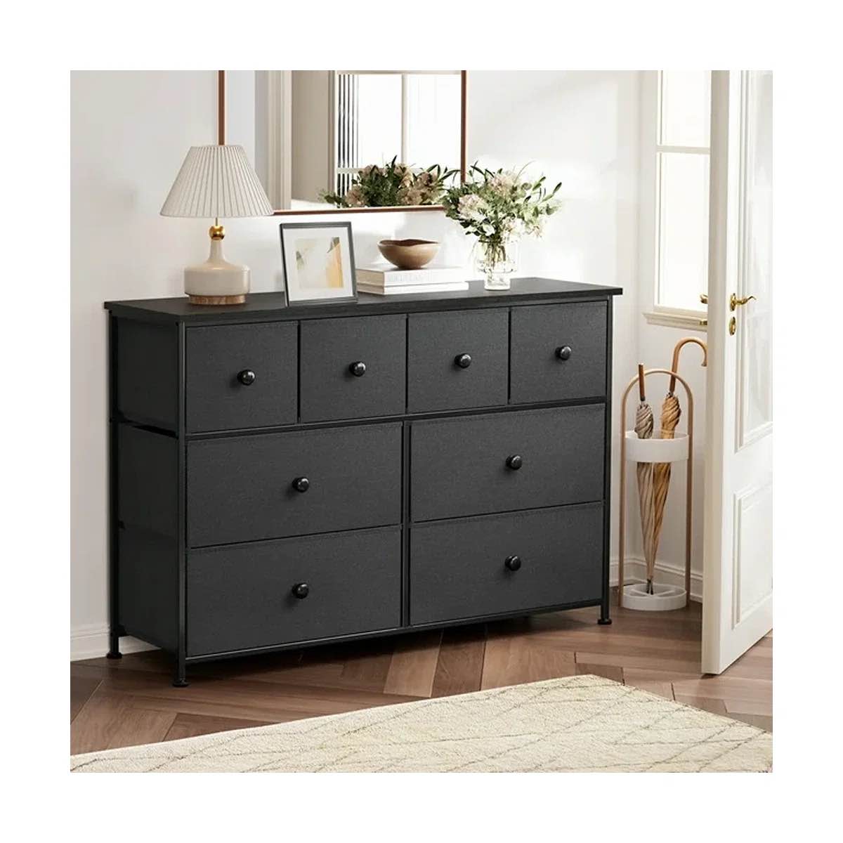 ojaswi 8-drawer dresser, fabric storage, chest of drawers for bedroom