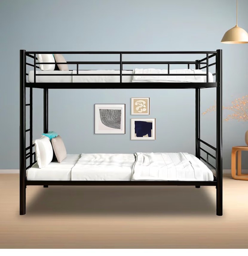 metal bunk bed twin over twin sturdy heavy duty bunk beds with 2 side ladders,space saving,no box spring needed,for boys girls teens adults, bedroom, dormitory (black)