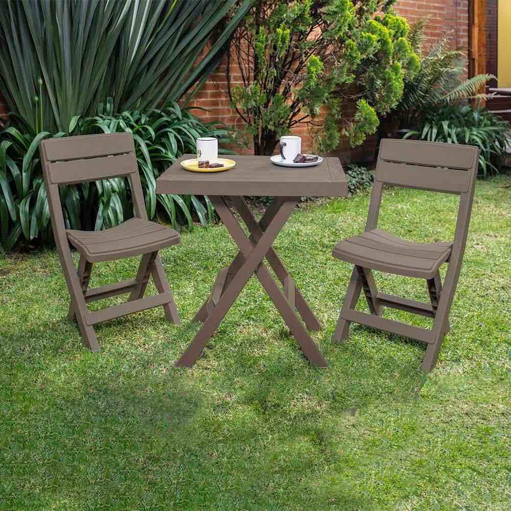 3-Piece Bistro Set, Outdoor/Indoor Folding Patio Furniture Set,Space Saving Folding Design, Outdoor Table and Chairs Set for Patio, Garden, Balcony and Poolside, Black