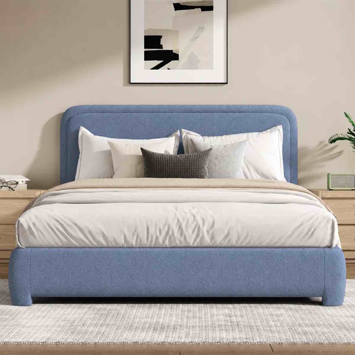 Bensu Boucle Upholstered Platform Bed
