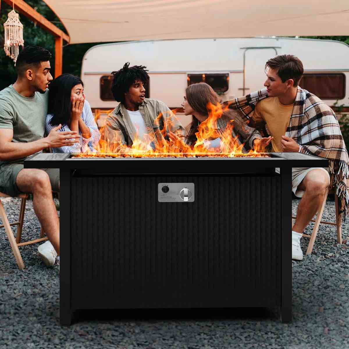 Latitude Run 45" Outdoor Propane Fire Pit Table 50000 BTU with Lid