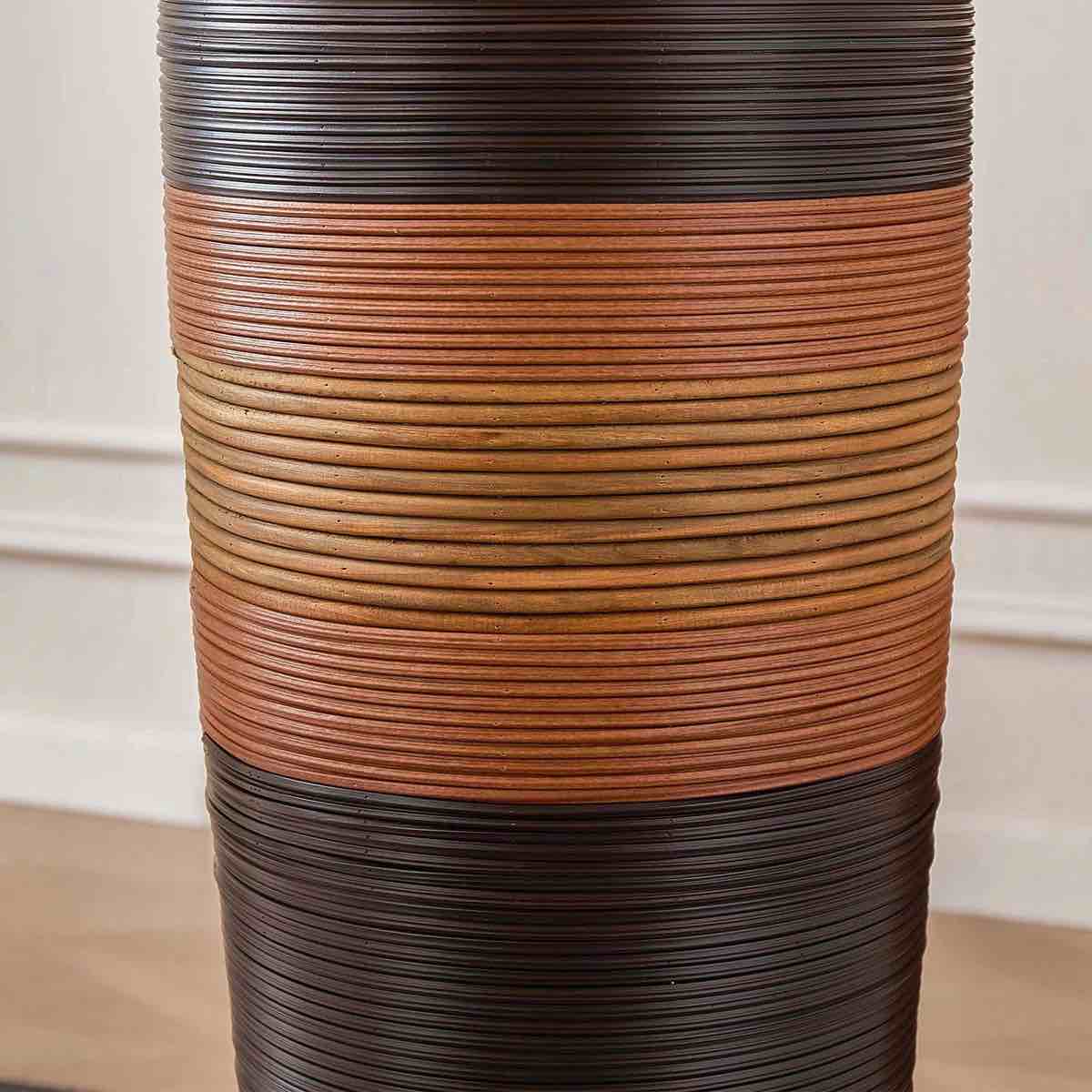 Condition photo showing New/Like New for aaban 24'' handwoven pvc rattan floor vase, 3-tone sunset gradient finish, boho large decorative vase