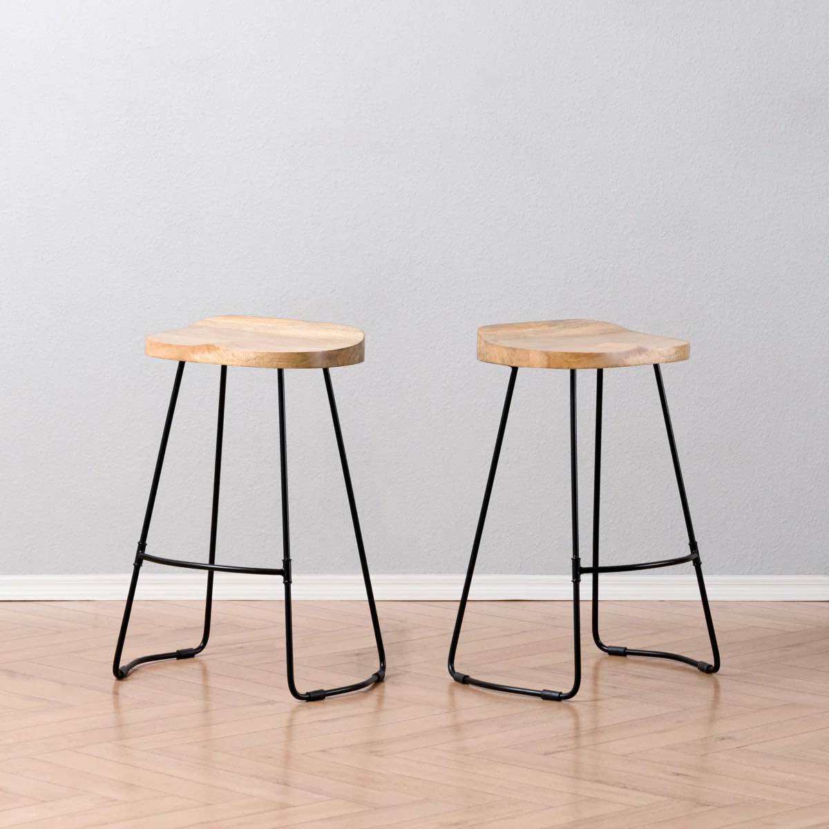 racette counter stool with metal frame (set of 2)