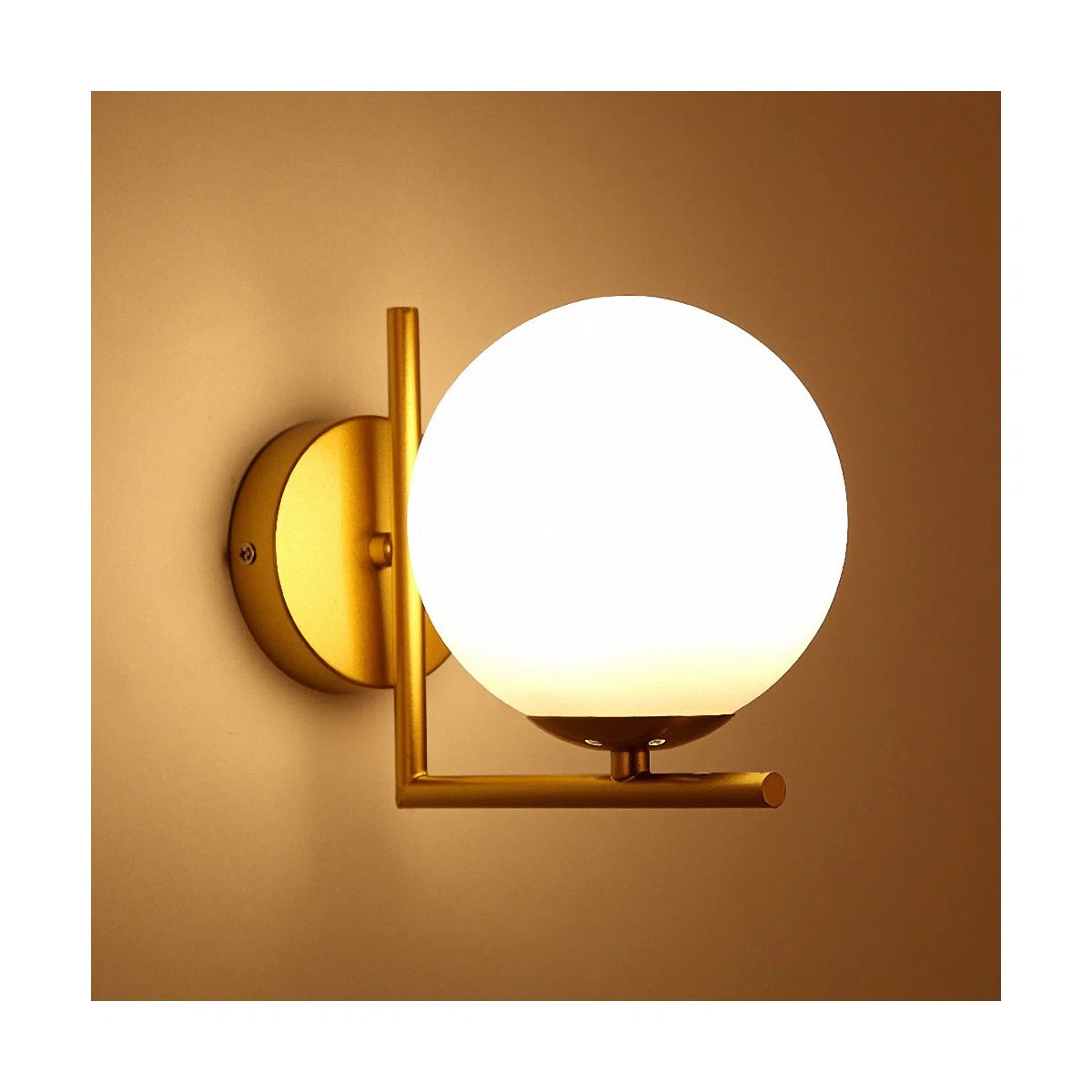 Condition photo showing New/Like New for estevanell 1-light metal wall sconce with frosted glass shade