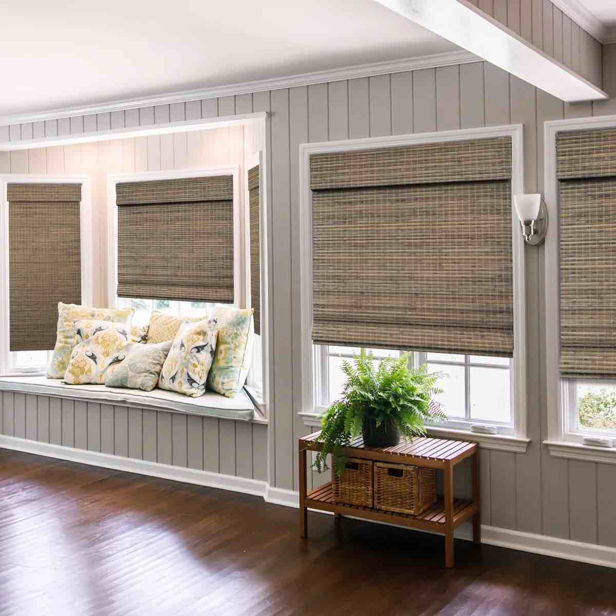 natural woven light filtering, cordless bamboo shades