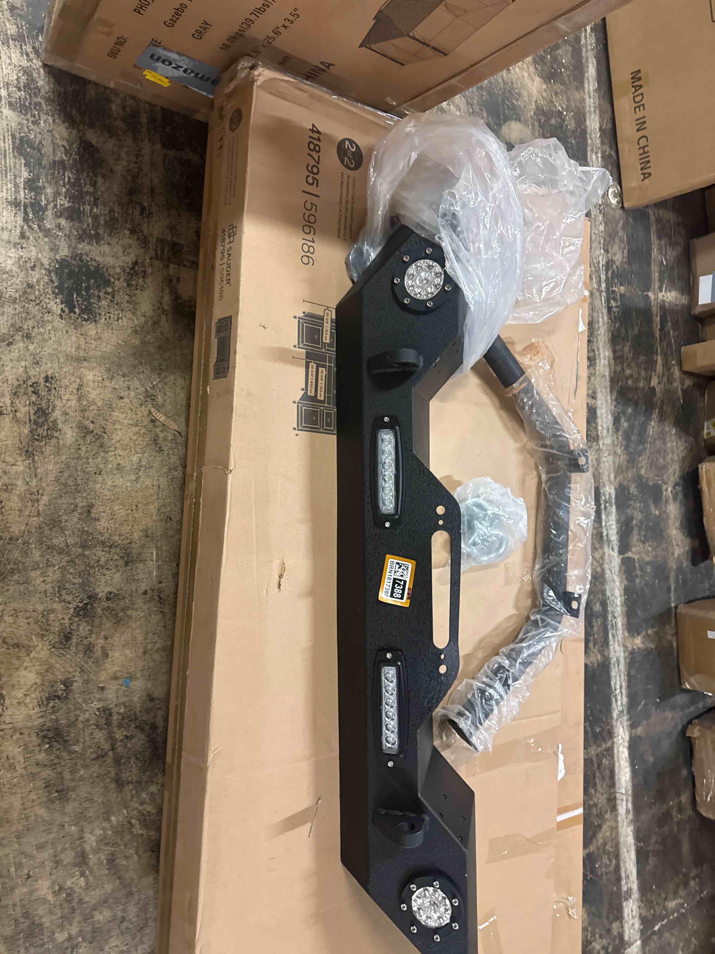 Condition photo showing Good Condition for front/rear bumper for jeep wrangler jk unlimited w/ winch plate led lights 07-18