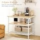 Condition photo showing New/Like New for awqm island table with seat and storage, beige, 3 shelves, wooden top height