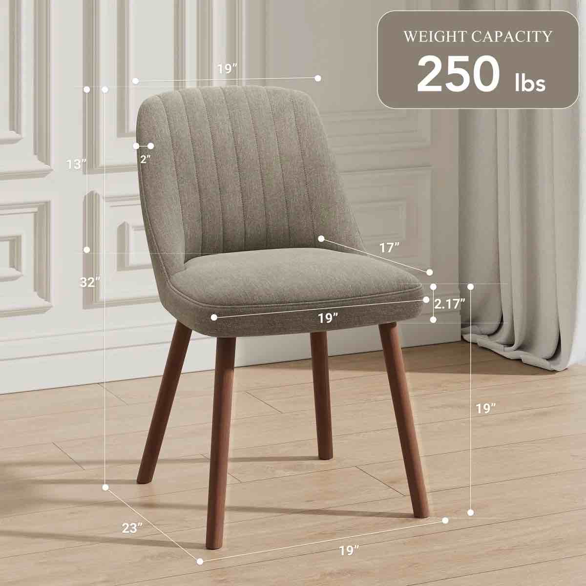 Condition photo showing New/Like New for modern upholstered dining chairs with solid wood legs (set of 2)