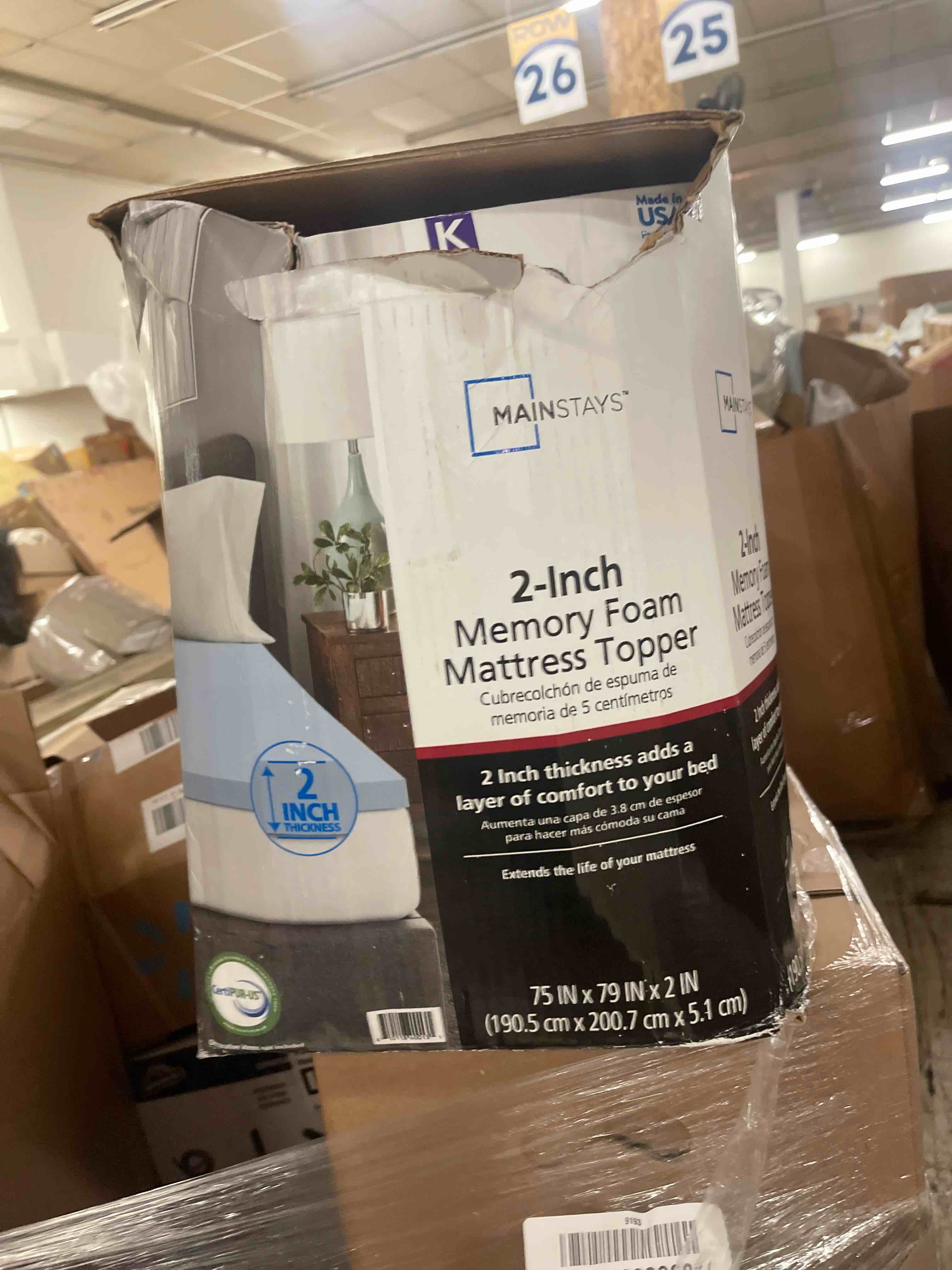 Condition photo showing New/Like New for mainstays 2 memory foam mattress topper king