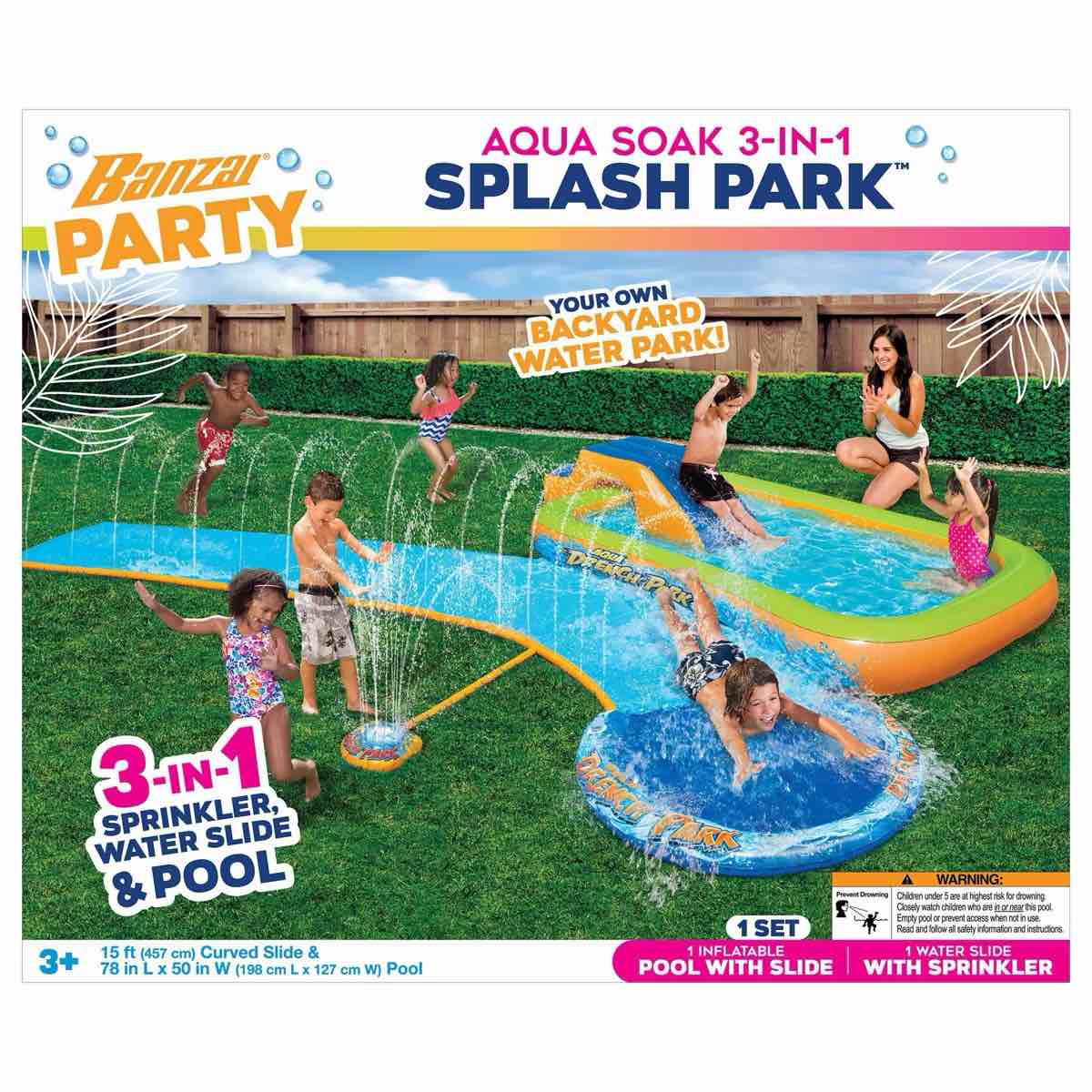 Condition photo showing New/Like New for banzai 13.75' aqua soak 3-in-1 splash park